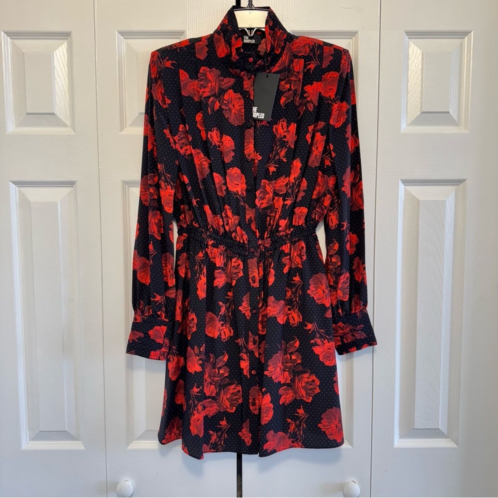 The Kooples NWT! The Kooples Red and Black Long Sleeve Dress, Size 2 Size M / US 6-8 / IT 42-44 - 2 Thumbnail