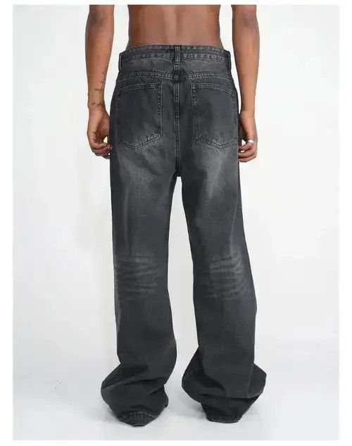 Japanese Brand Gray Washed Baggy Wide Leg Stacked Denim Jeans Size US 30 / EU 46 - 2 Thumbnail