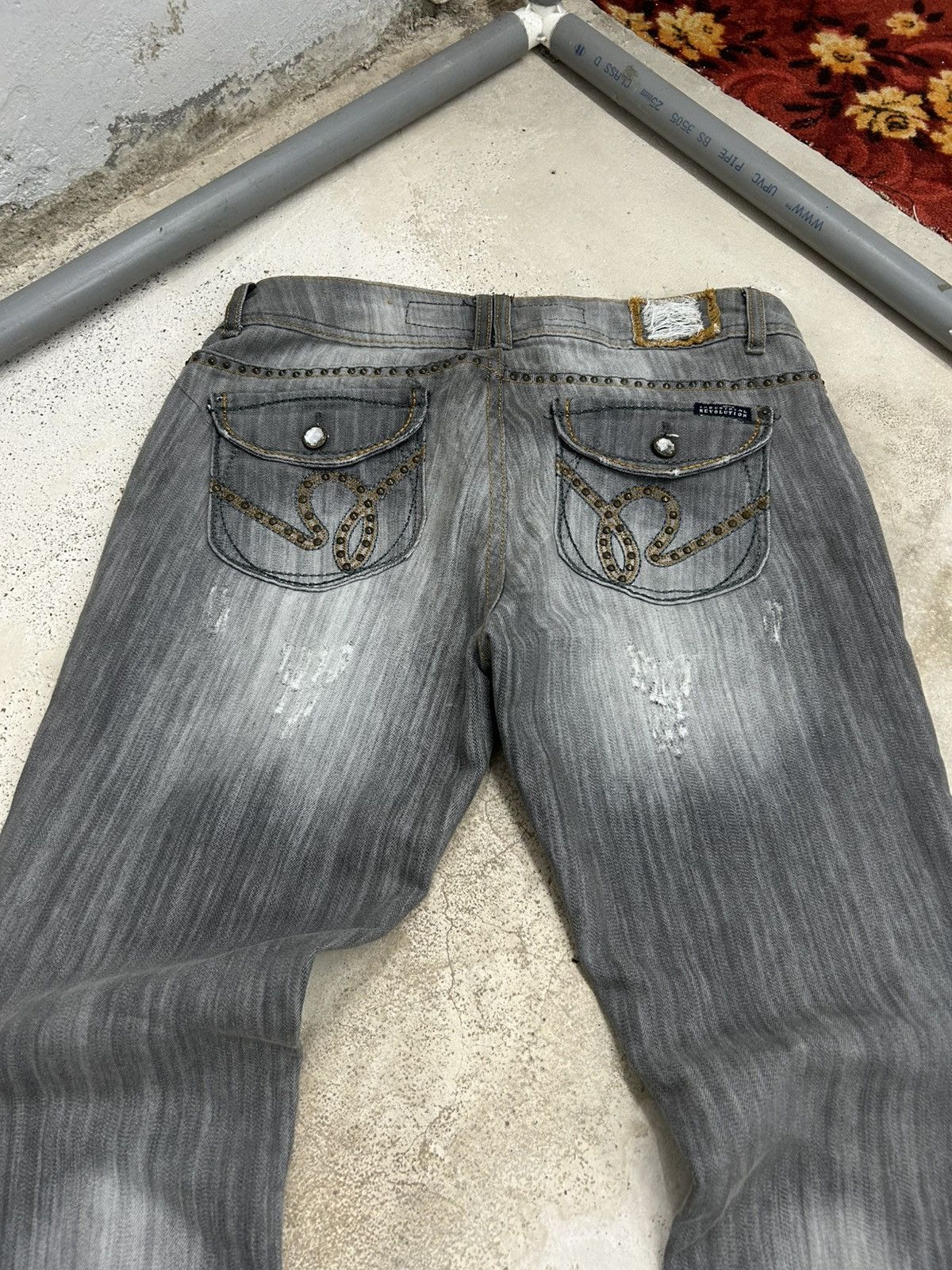 20471120 × Hysteric Glamour × Japanese Brand Industrial Revolution Grey Washed Distressed Studded Button Size US 32 / EU 48 - 14 Thumbnail
