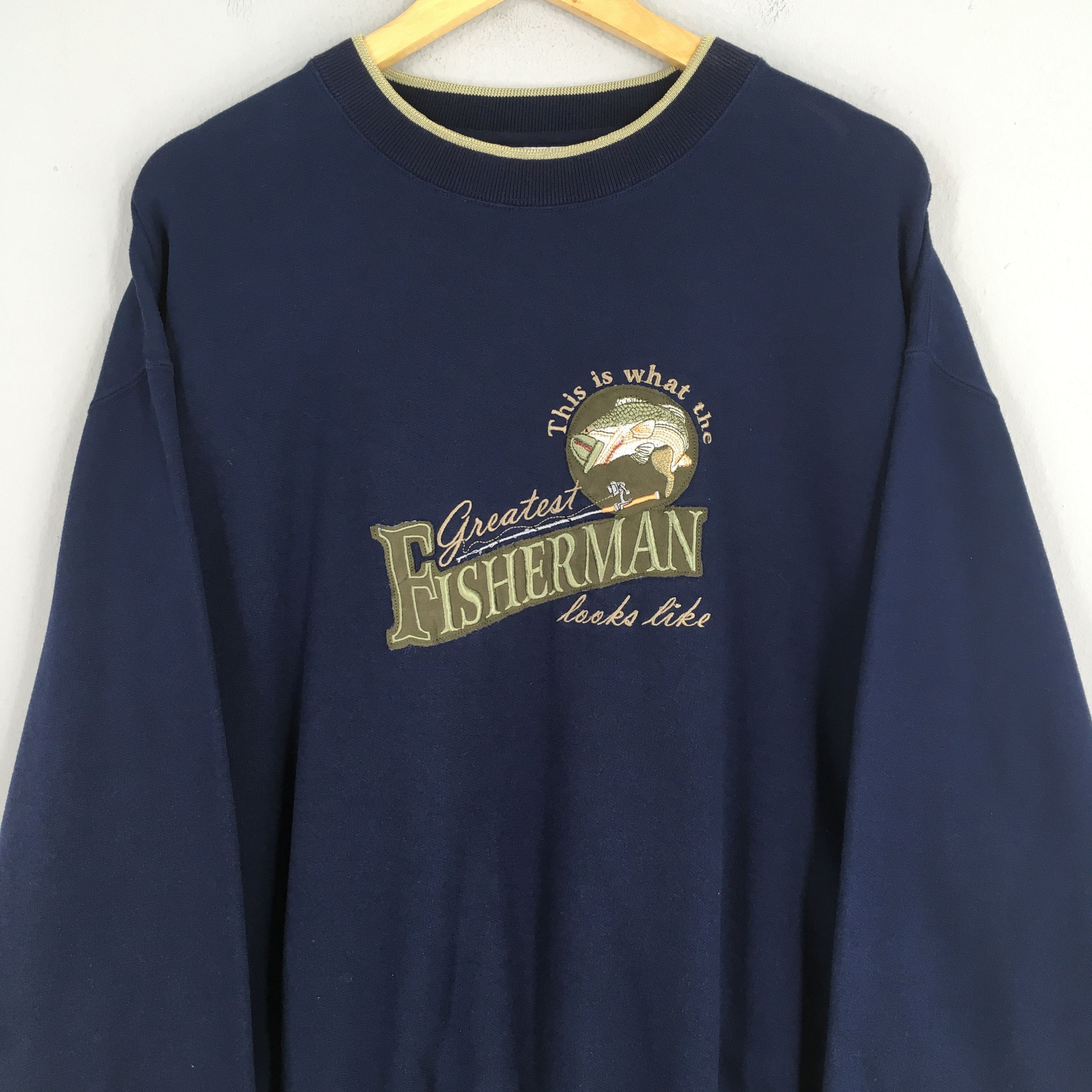 Vintage Vintage Greatest Fisherman Blue Sweatshirt Large Size US L / EU 52-54 / 3 - 2 Thumbnail