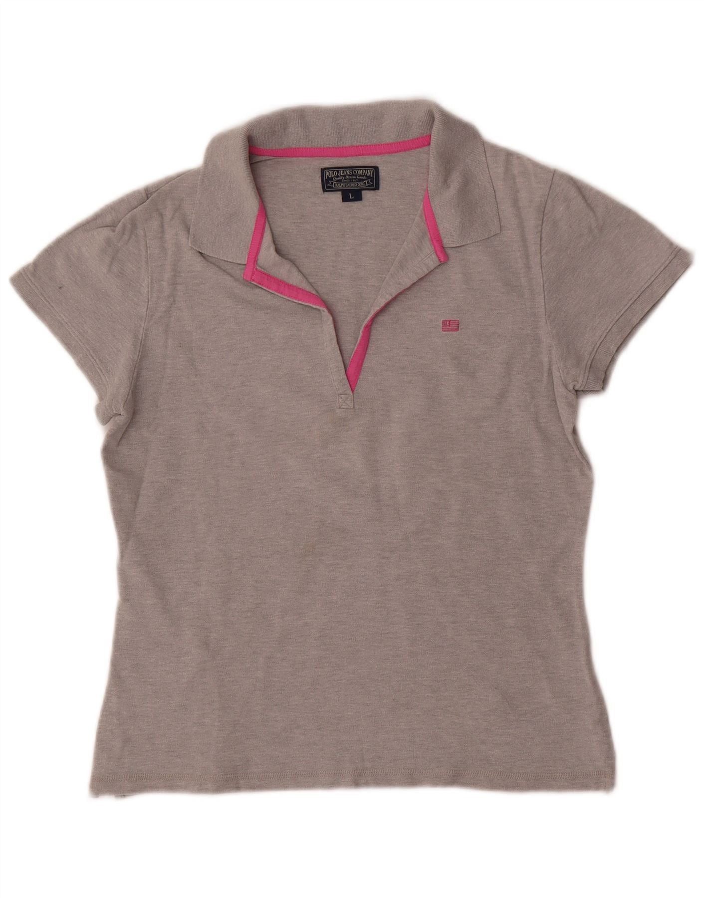 Ralph Lauren Womens Polo Shirt UK 14 Large Grey Flecked Cotton Size XS / US 0-2 / IT 36-38 - 1 Thumbnail