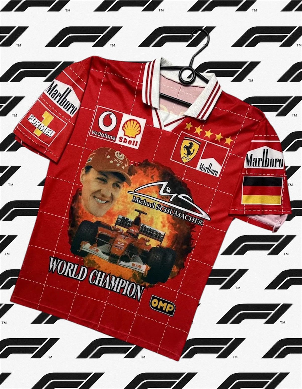 Ferrari Vintage Ferrari Schumacher polo logo big print jersey size M Size US M / EU 48-50 / 2 - 1 Thumbnail