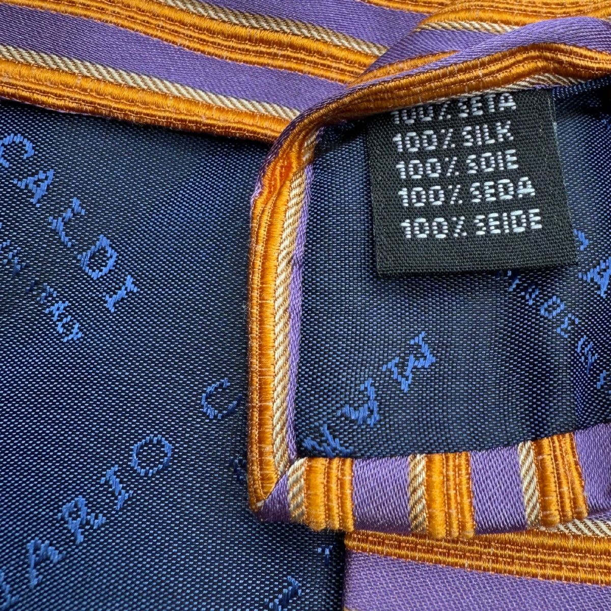 Other Mario Caldi Silk Tie, Orange/Purple, Made in Italy, Like New Size ONE SIZE - 5 Thumbnail