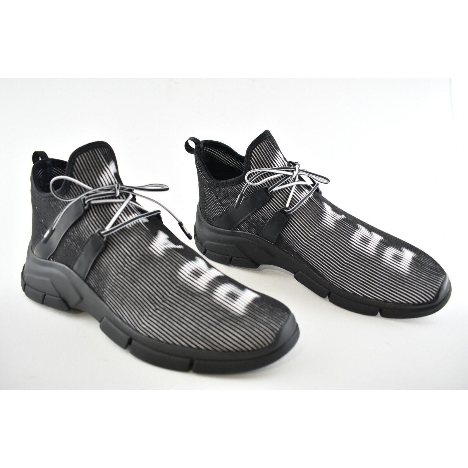 Prada Prada Logo Knit Row Sock Black White Low Flat Trainer Size US 11 / EU 44 - 5 Thumbnail