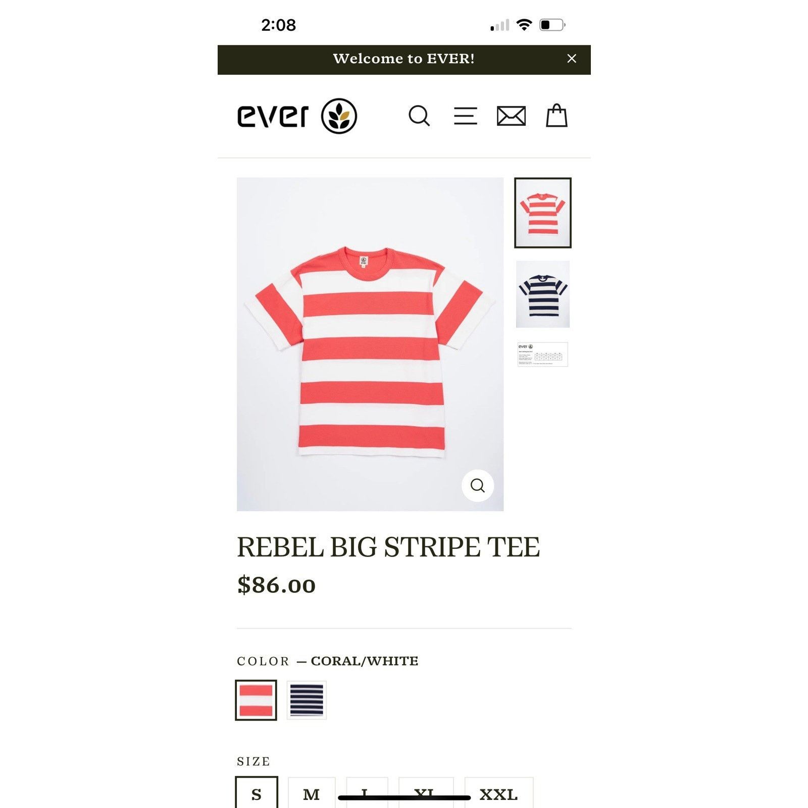 Ever Ever Clothing REBEL BIG STRIPE TEE Single Stitch Men’s Med Size US M / EU 48-50 / 2 - 2 Thumbnail