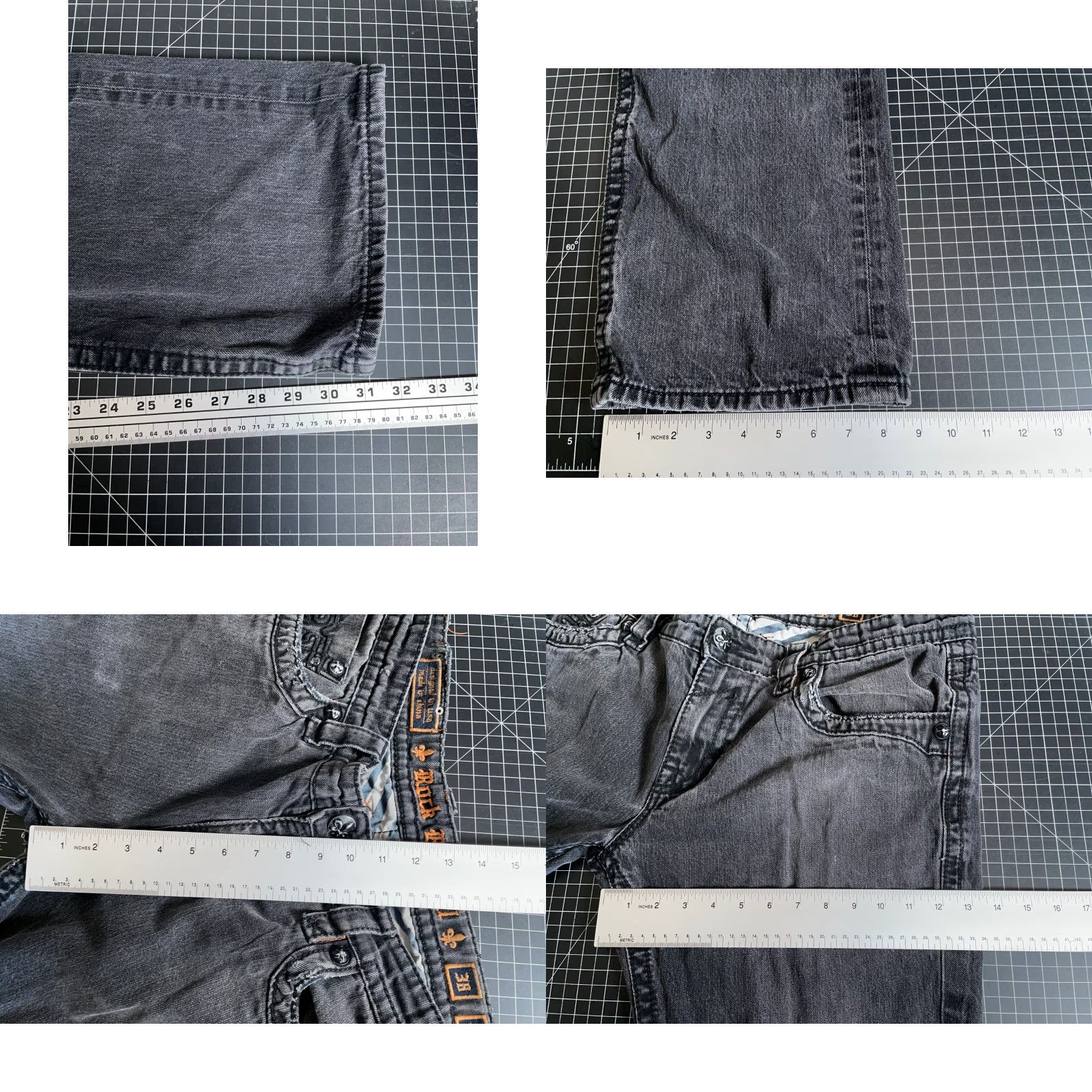 Vintage VINTAGE Rock Revival Jeans Straight Men 38 x 31 Black Denim 5-Pocket Flap Pocket Slim Straight Rise Mid 90s Rock Size US 32 / EU 48 - 8 Thumbnail