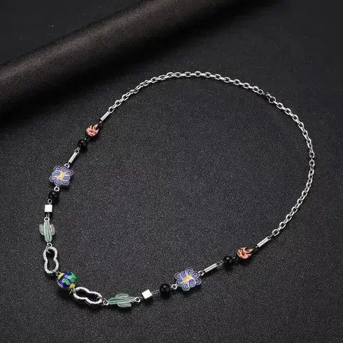 Jewelry Charm Necklace Cactus Chain Jewelry World Art Classic Flame Size ONE SIZE - 1 Thumbnail