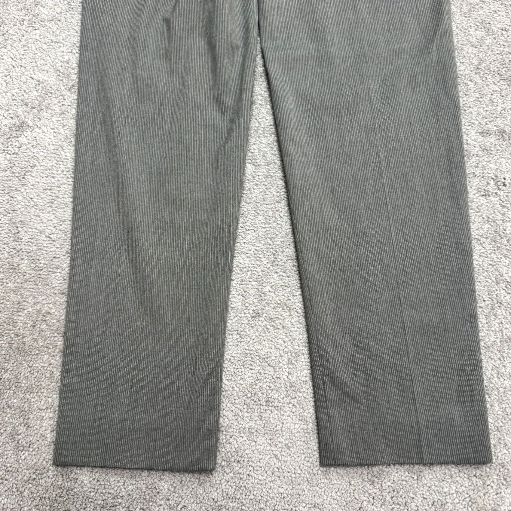 Armani Exchange A/X Armani Exchange Dress Pants Mens 31R Gray Pinstriped Straight Flat Front Size US 31 - 3 Thumbnail