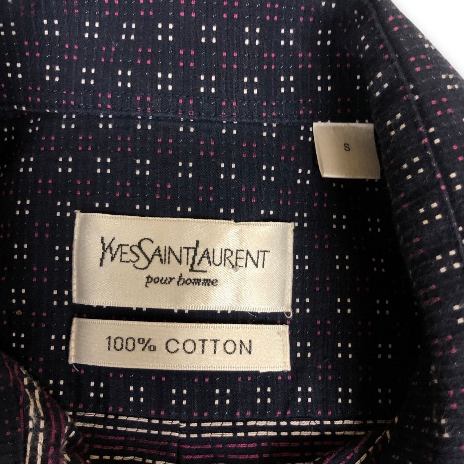 Vintage × Yves Saint Laurent Yves Saint Laurent YSL Logo Navy Shirt Size US S / EU 44-46 / 1 - 10 Thumbnail