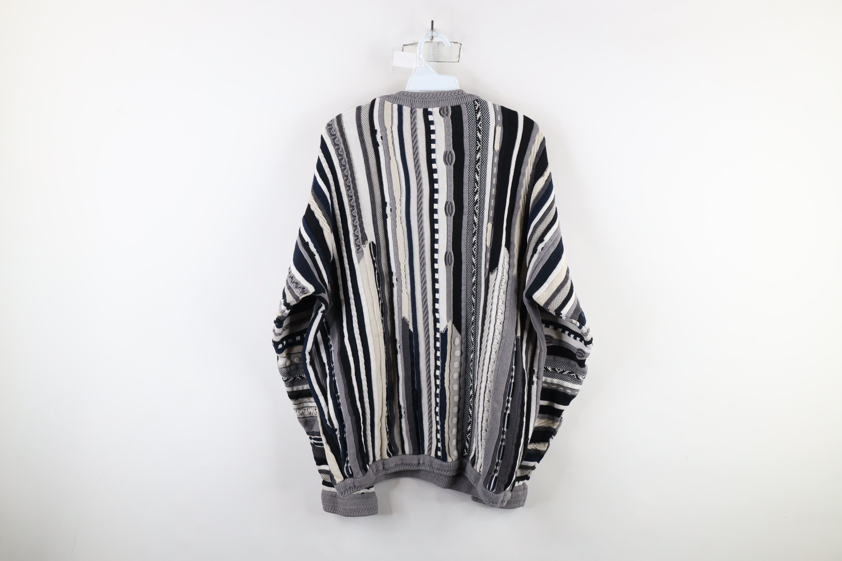 Vintage Vintage 90s Coogi Style Striped Chunky Knit Sweater Size US L / EU 52-54 / 3 - 10 Thumbnail