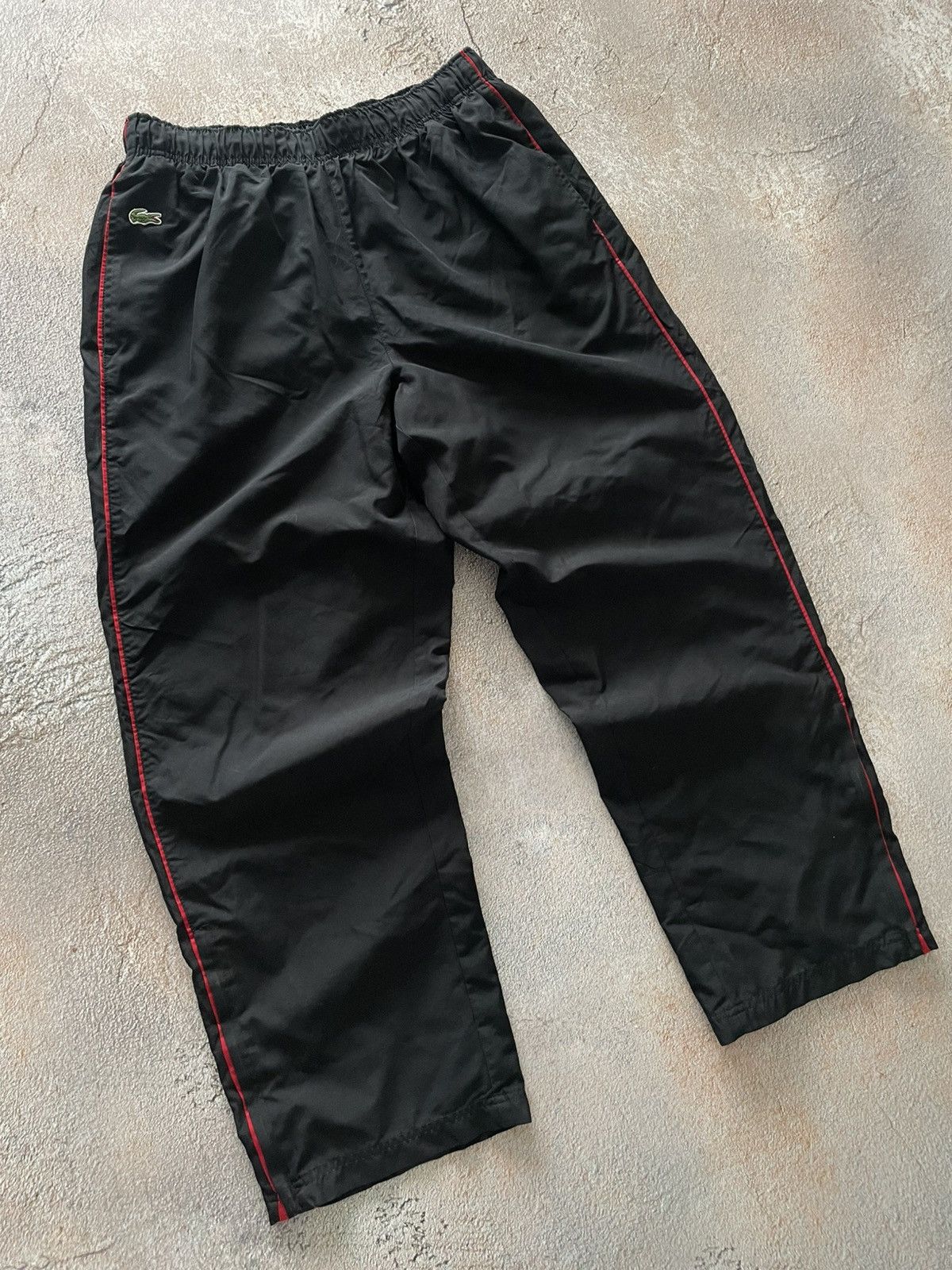 Lacoste Vintage Lacoste Nylon Baggy Black Track Pants Size US 32 / EU 48 - 1 Thumbnail