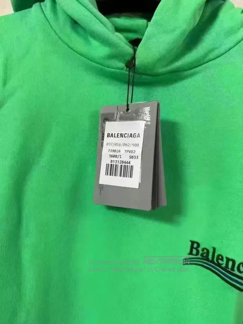Balenciaga Balenciaga Green Embroidered Coke Logo Printed Hooded Swea Size US S / EU 44-46 / 1 - 5 Thumbnail