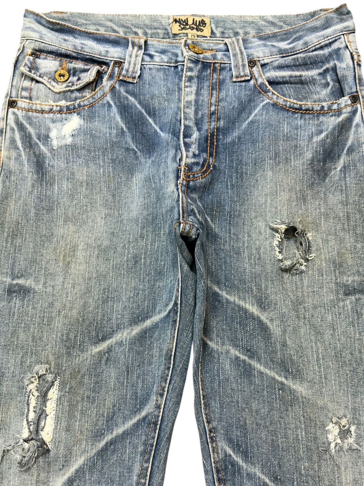 If Six Was Nine Vintage Nylaus Jeans Flare Grunge Studded Denim Size US 30 / EU 46 - 2 Thumbnail