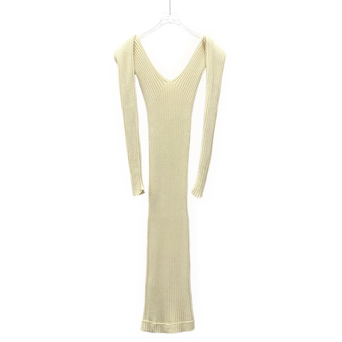Celine Celine Pale Yellow V-neck Long Sleeve Knit Dress K26WX Size M / US 6-8 / IT 42-44 - 2 Thumbnail