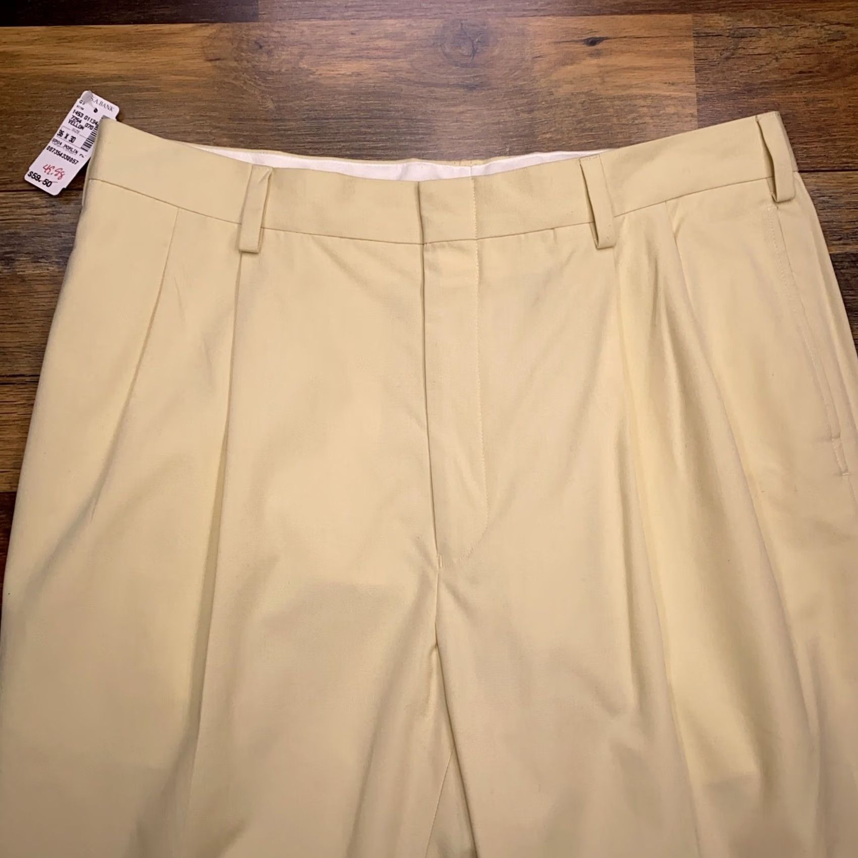 Jos. A. Bank Jos. A. Bank Pants Mens 36x30 Yellow Dress Pants Regular Straight 60% Cotton 40% Polyester Size US 36 / EU 52 - 3 Thumbnail