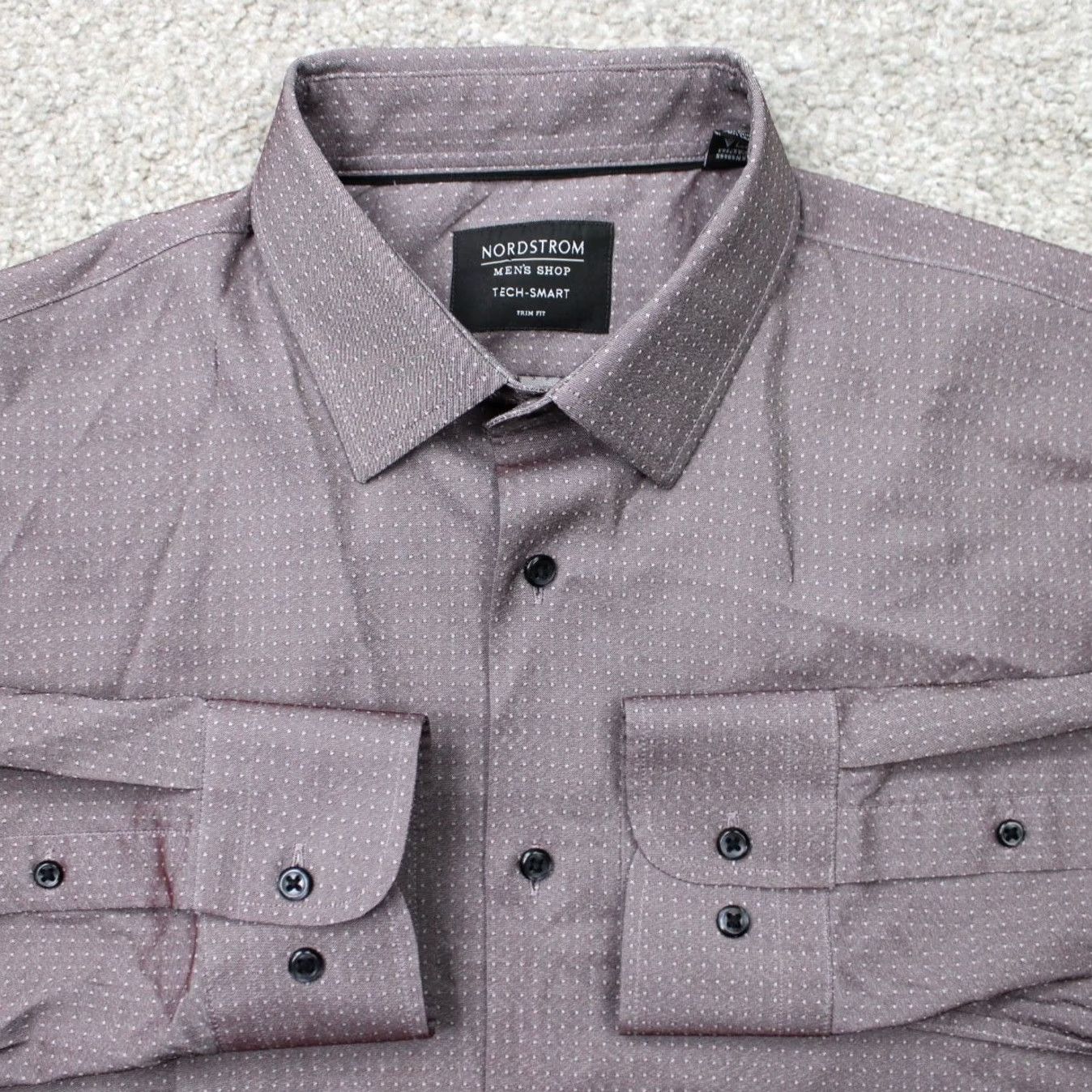 Nordstrom Nordstrom Mens Shirt 15 1/2 Purple Tech-Smart Trim Fit Stretch Long Sleeve Dress Shirt Men Size US L / EU 52-54 / 3 - 2 Thumbnail