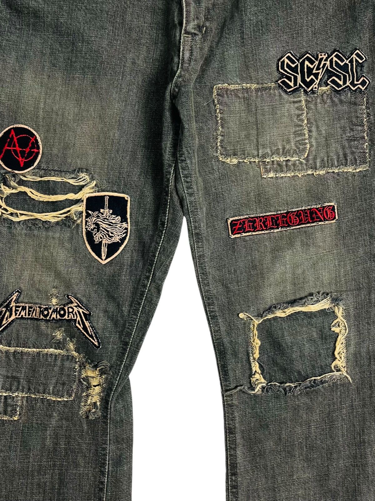 If Six Was Nine 2000s Schlussel - Mudwash Patchwork Flared Denim Size US 30 / EU 46 - 6 Thumbnail