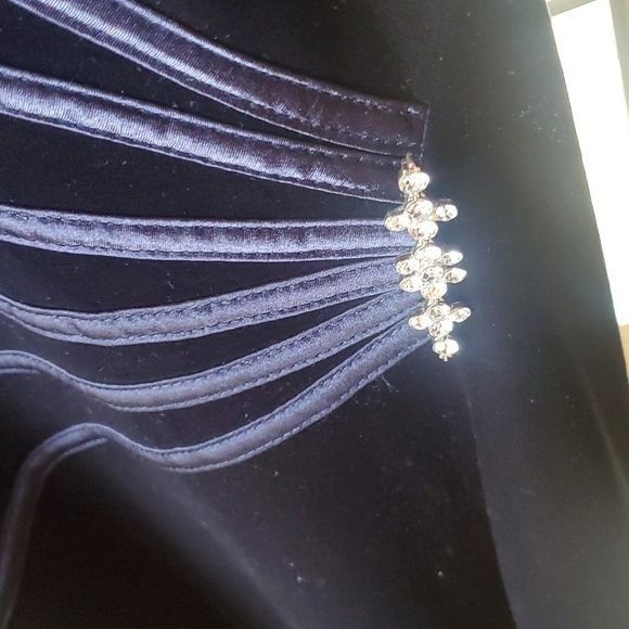 Vintage Connected Apparel Navy Blue Velour Vneck Event Accented Midi Size XL / US 12-14 / IT 48-50 - 5 Thumbnail