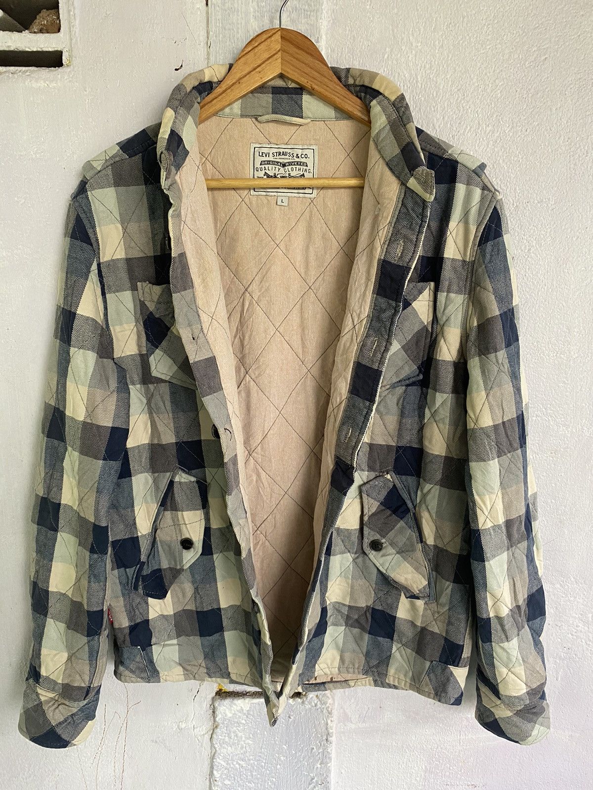 Levi's Levis Blue Plaid Sherpa Lined Trucker Jacket Mens Sz L Size US L / EU 52-54 / 3 - 3 Thumbnail