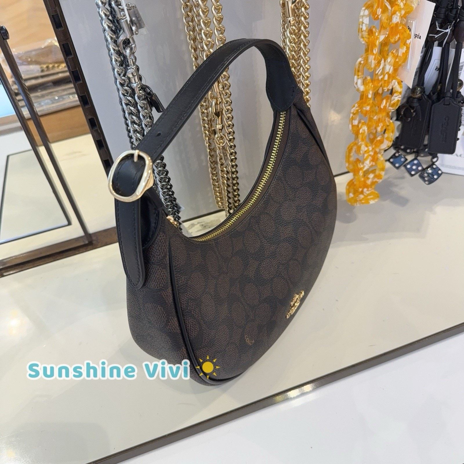 Coach NWT Coach Emily Shoulder Bag CDX17 Gold/Walnut/Black Size ONE SIZE - 2 Thumbnail