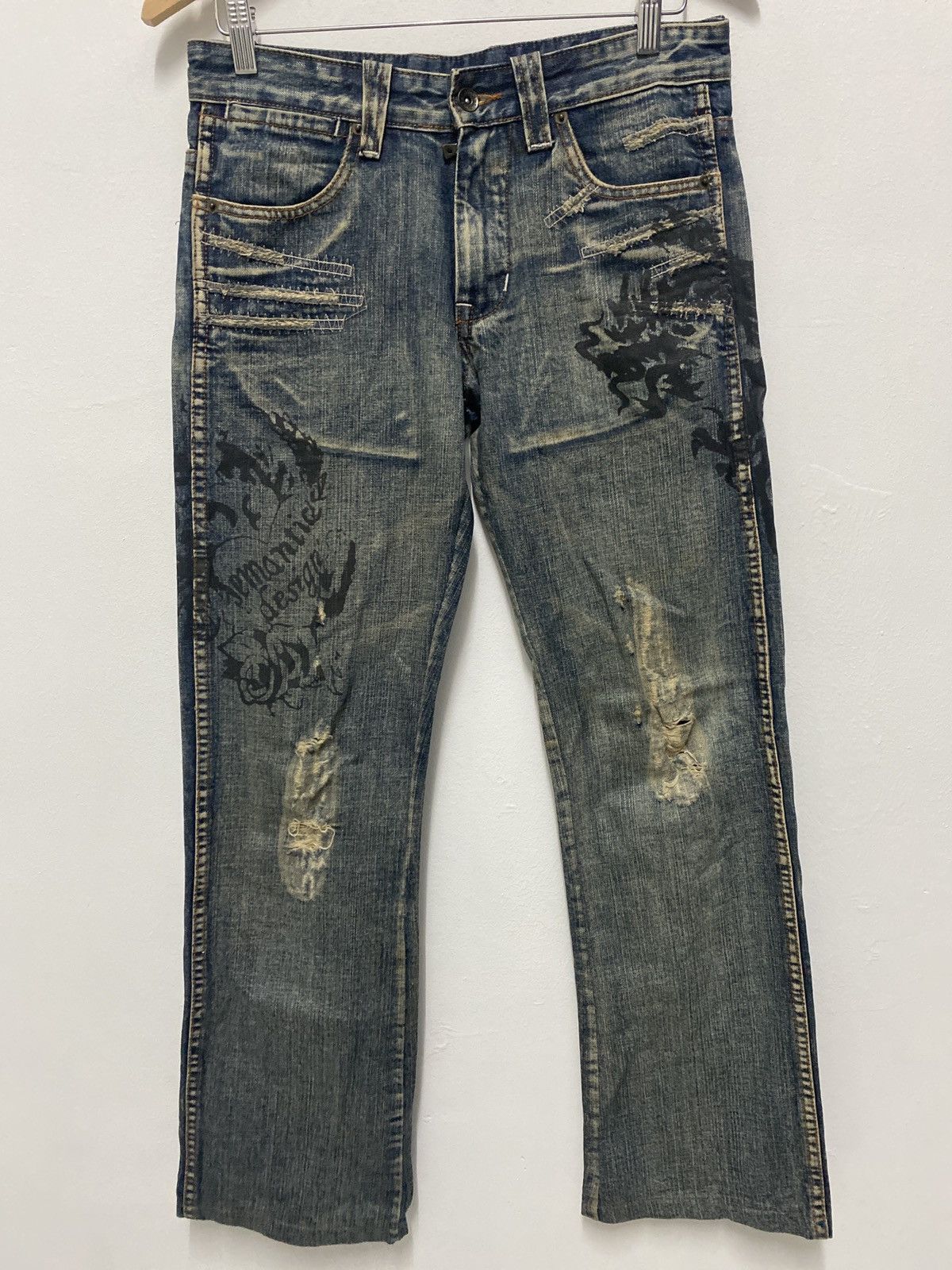 Vintage Semantic Design Spike Design Flare Jeans