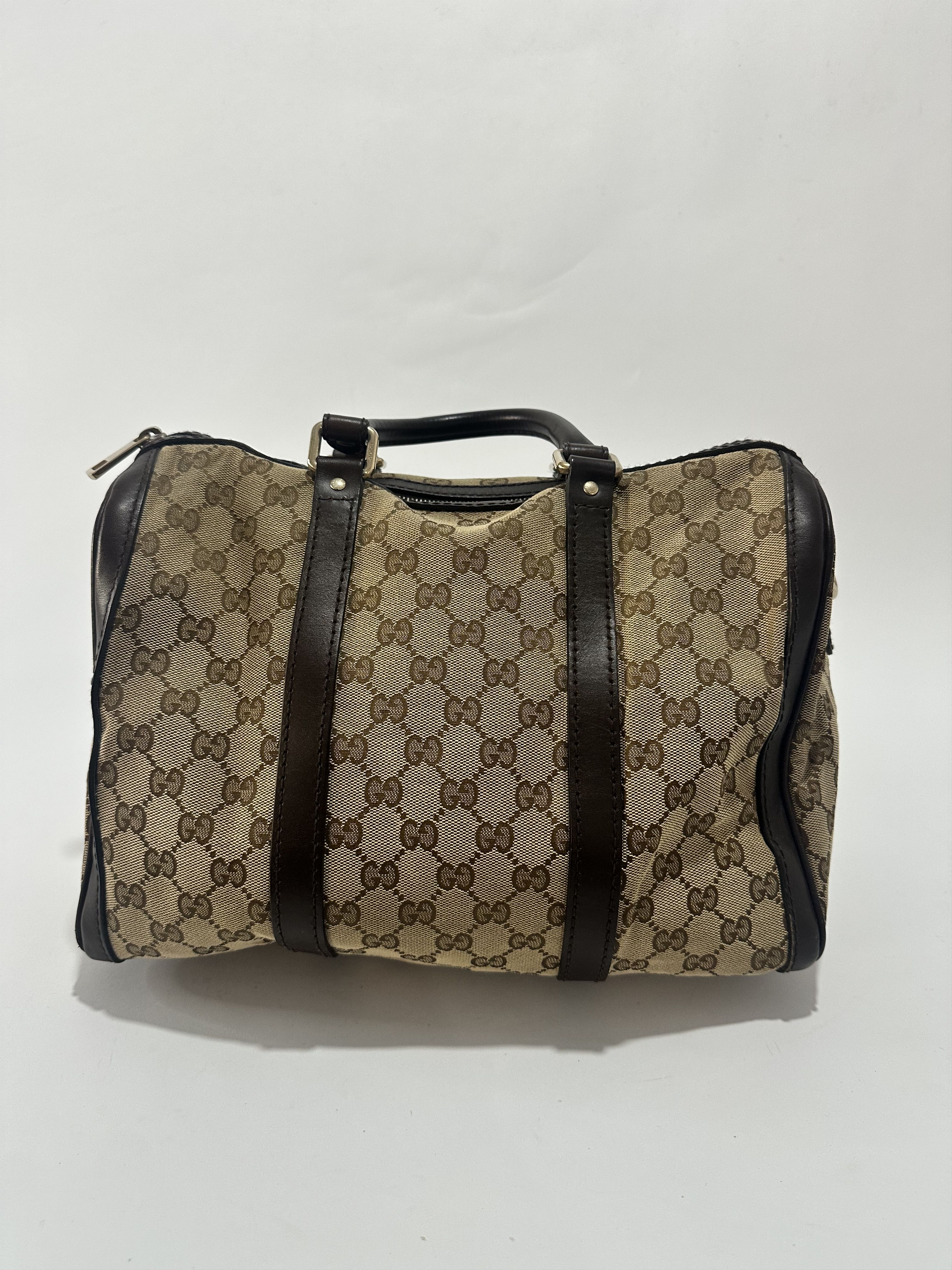 Gucci Gucci Beige/Brown Canvas Web Original GG Boston Bag Size ONE SIZE - 1 Thumbnail