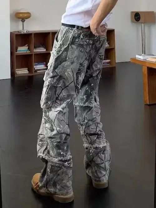 Japanese Brand Camouflage Y2K Fashion Baggy Jeans Cargo Pants Size US 33 - 2 Thumbnail