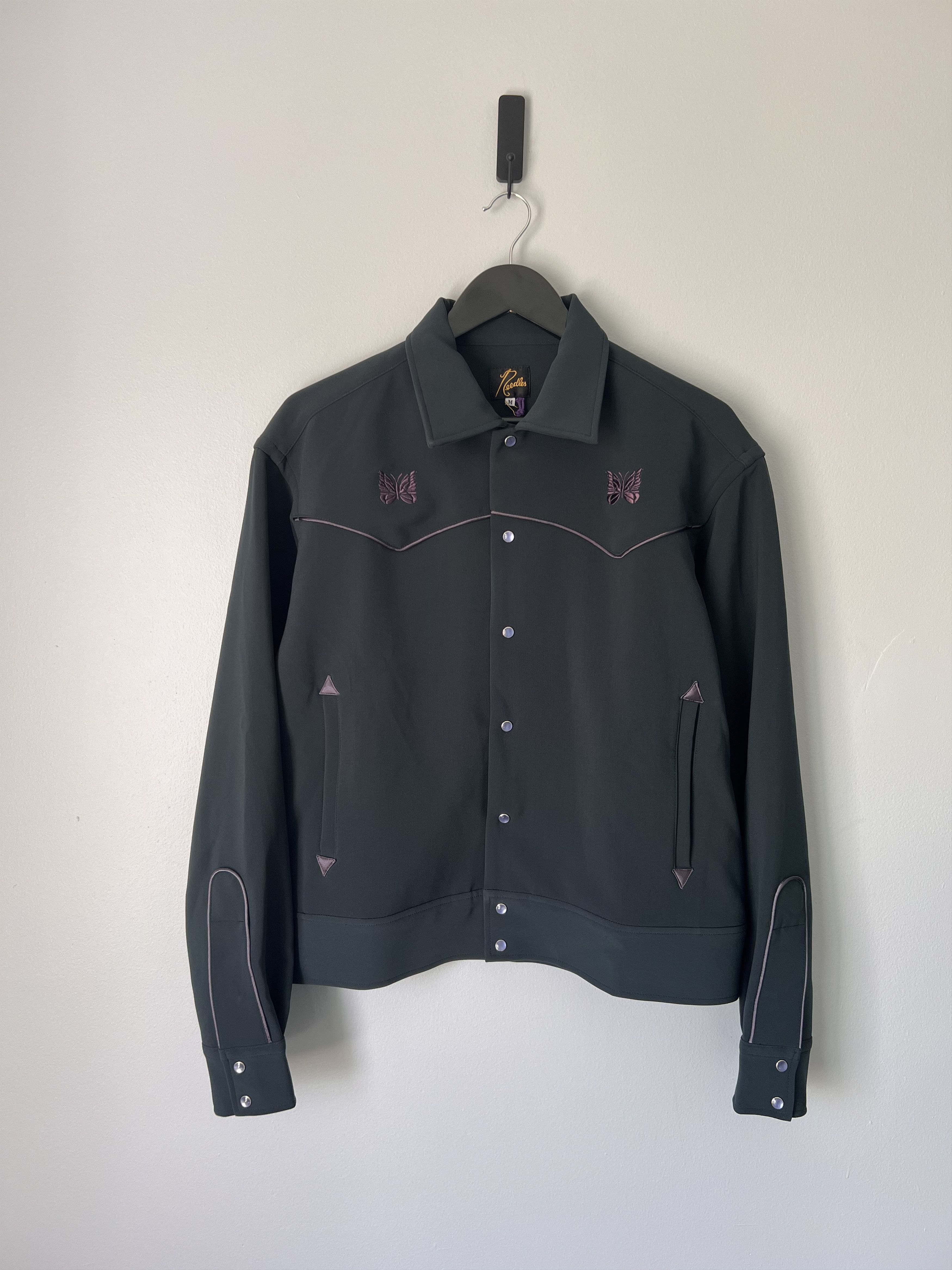 image of Needles Double Cloth Piping Cowboy Jacket In Green, Men's (Size Medium)