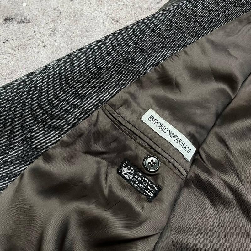 Emporio Armani × Vintage Vintage Italian Emporio Armani Wool Gray Blazer Size 50R Size 50R - 9 Thumbnail