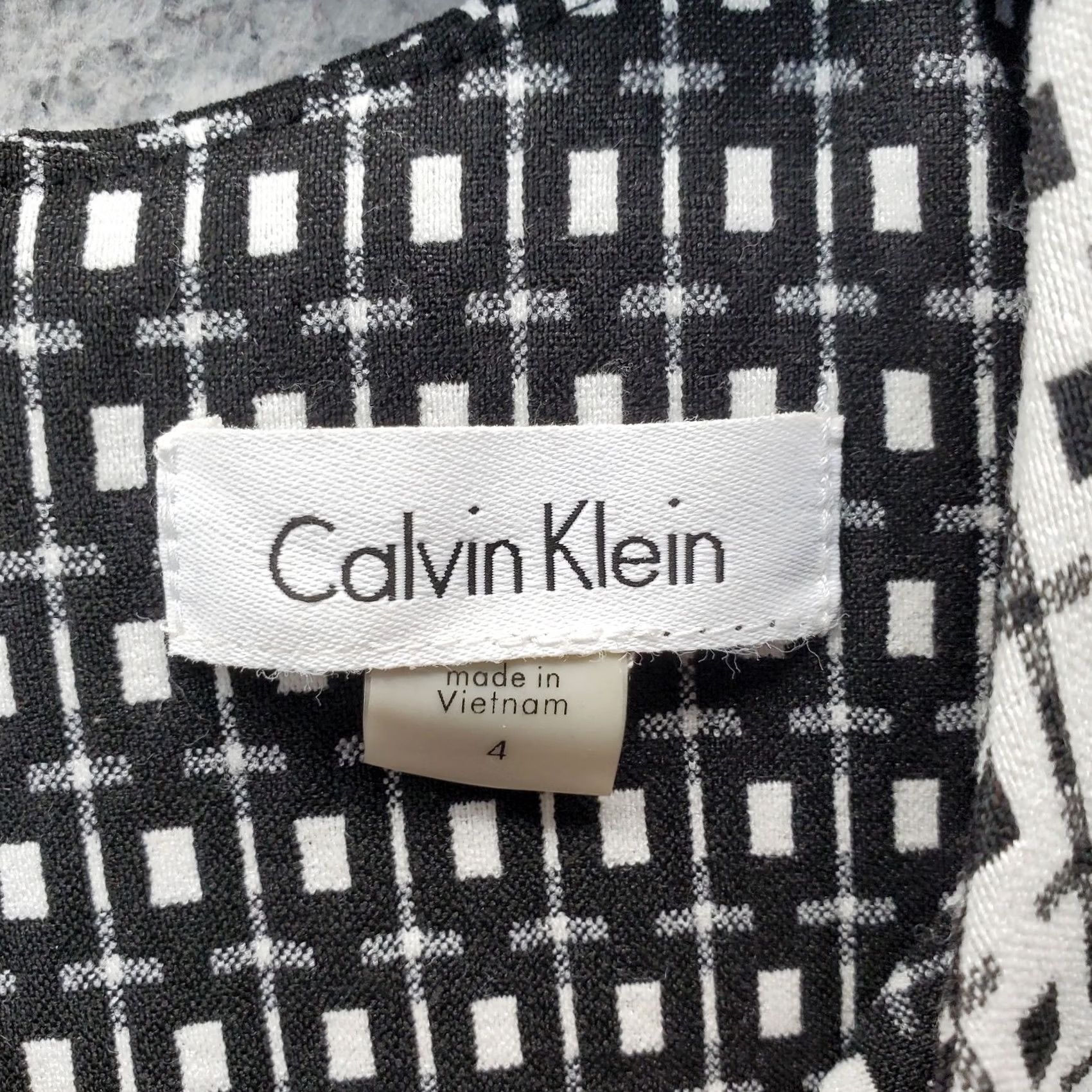 Calvin Klein Calvin Klein Womens Sheath Dress 4 Multi Geometric Contrast Stretch Back Zip Midi Sleeveless Round Neck Size S / US 4 / IT 40 - 5 Thumbnail