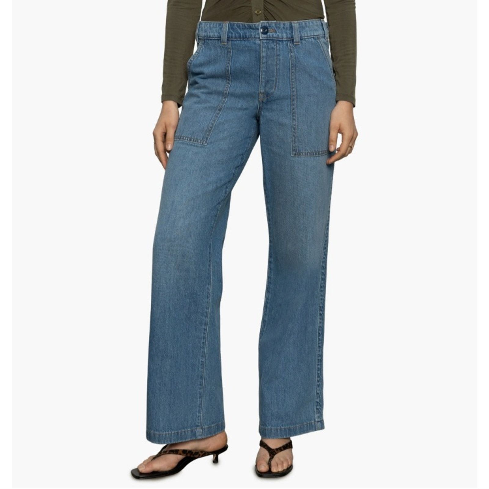 Sanctuary Sanctuary Women Blue Wide Leg Straight Jeans Size 33 Size 33" - 1 Thumbnail