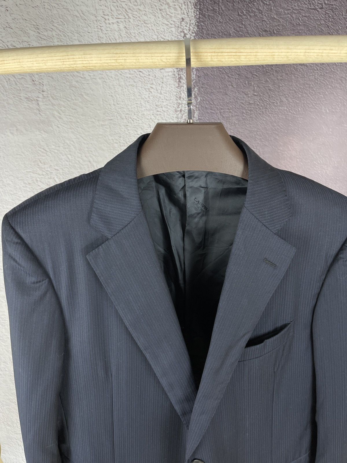 Lanvin Lanvin 15 faubourg navy striped 2 button blazer sport coat Size 48R - 5 Thumbnail