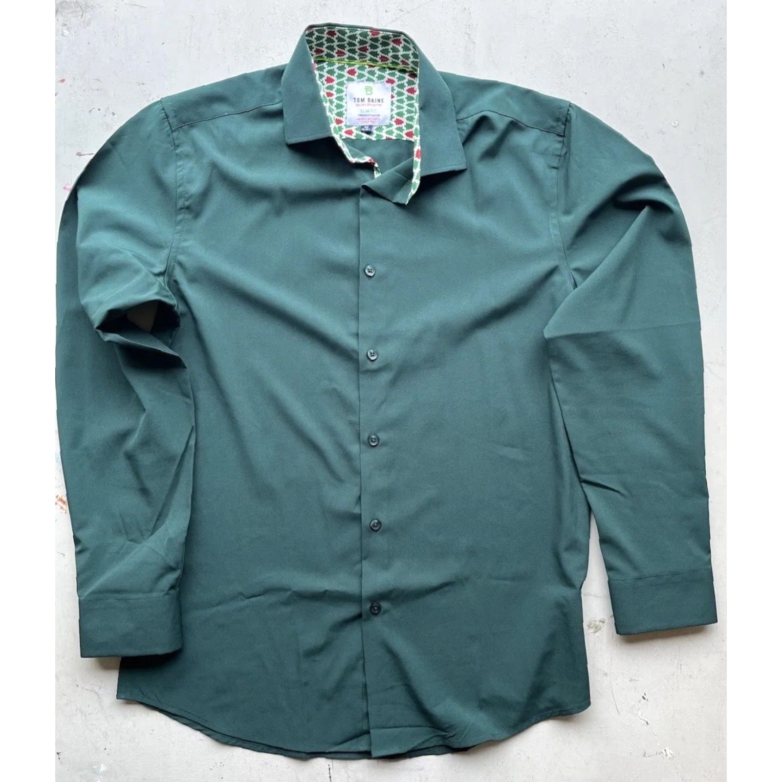 Vintage Tom Baine Button-Up Shirt Green Holiday Solid M Christmas Preppy Mens Shirt Size US M / EU 48-50 / 2 - 6 Thumbnail