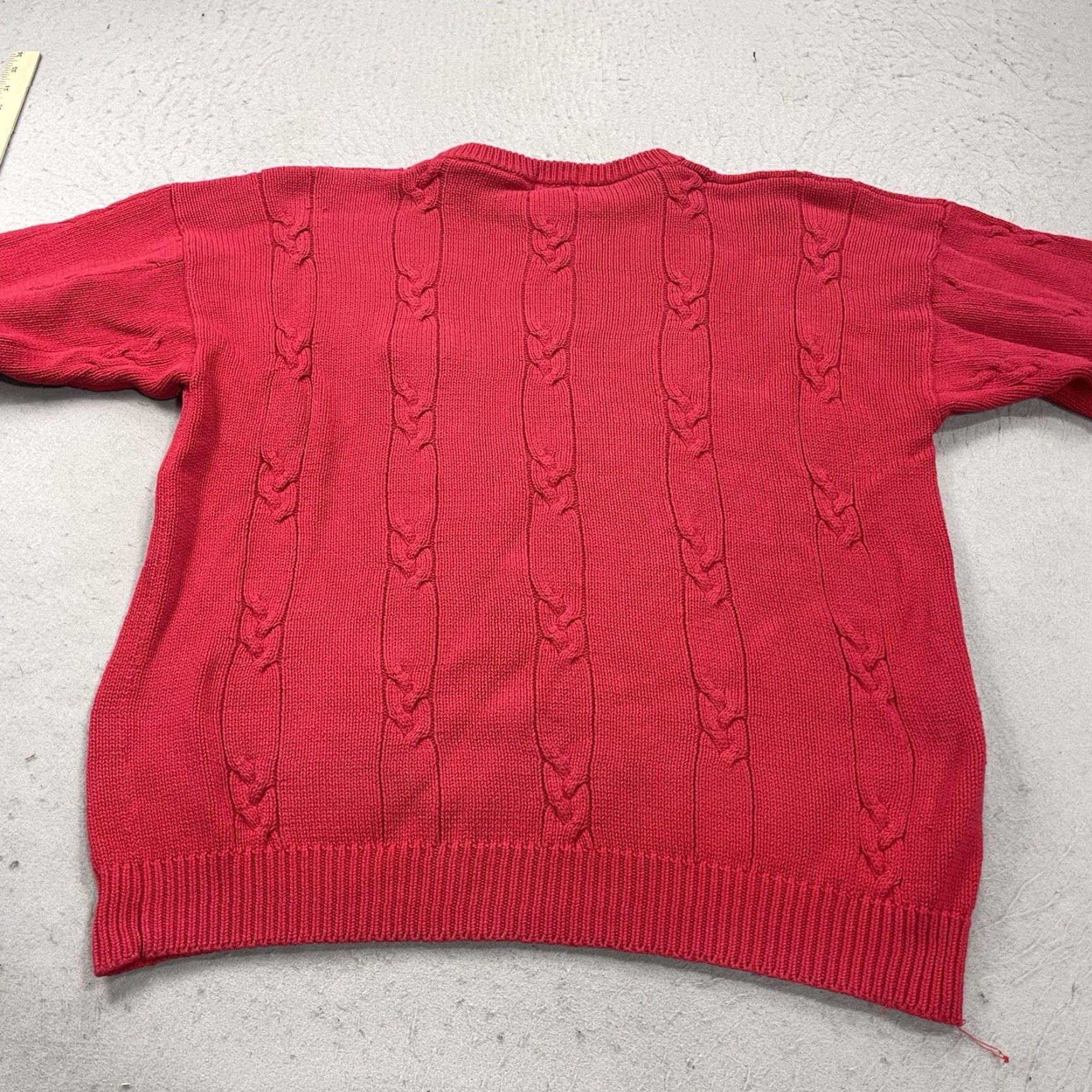 Izod VINTAGE Izod Lacoste Sweater Mens Large Red Cable Knit Grandpa Crewneck 90s Size US L / EU 52-54 / 3 - 5 Thumbnail