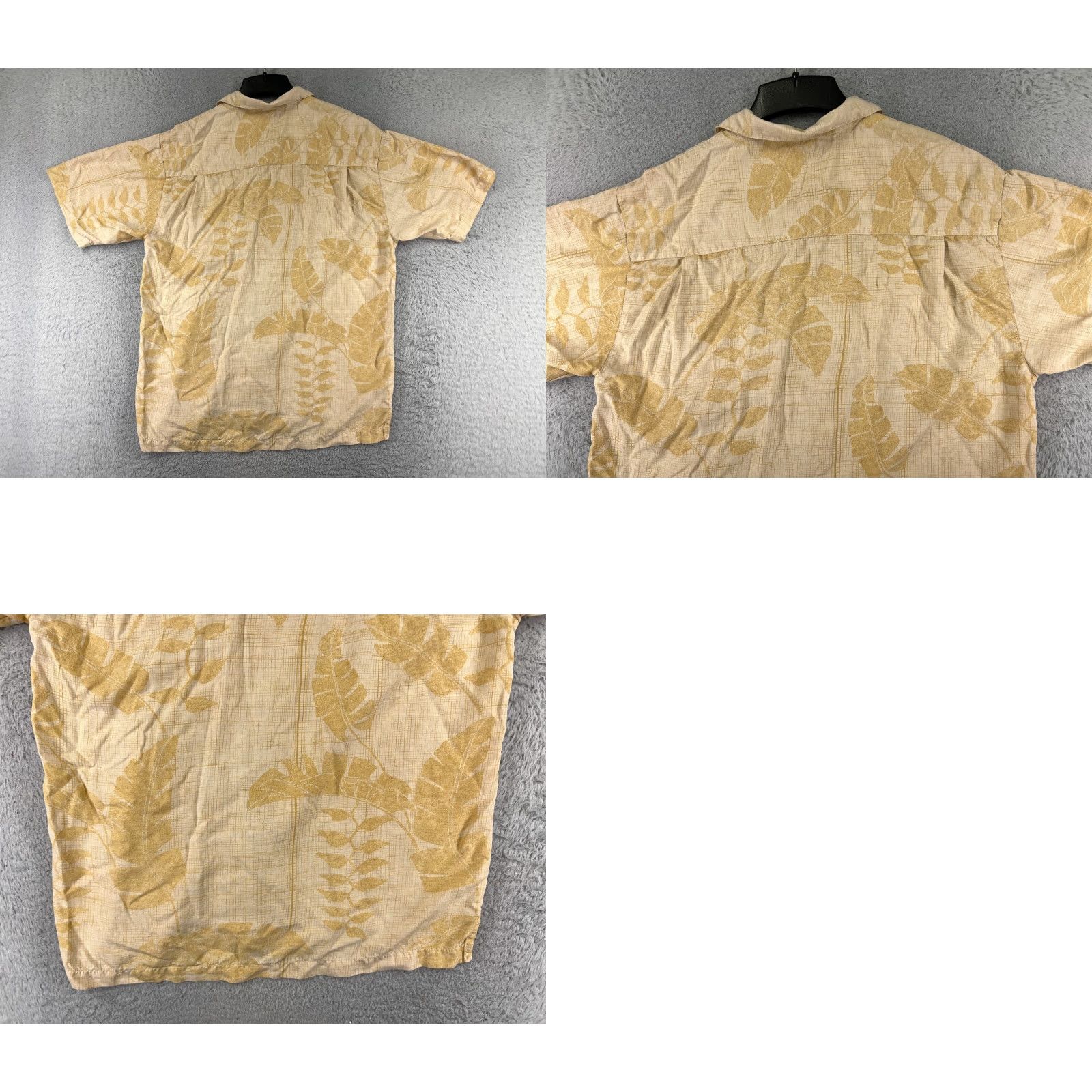 Tommy Bahama Shirt Men Medium Yellow Palm Floral 100% Silk Vacation Beach