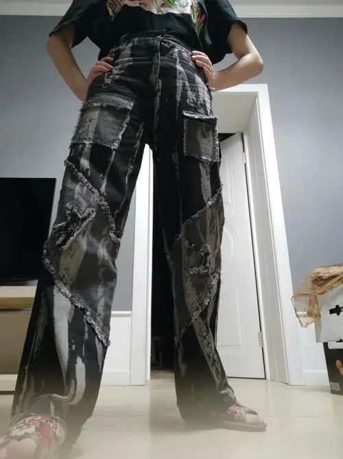 Jean graphics camo y2k pattern hiphop pants Size US 30 / EU 46 - 1 Thumbnail