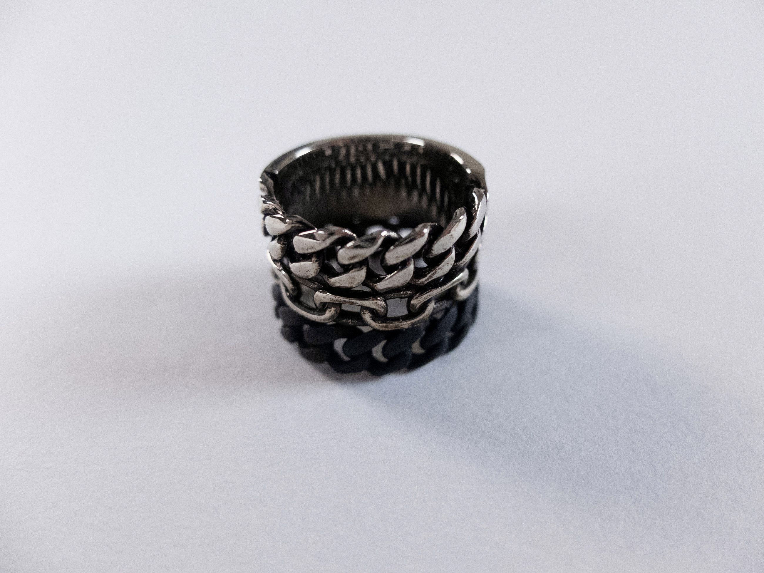 Alexander McQueen ALEXANDER MCQUEEN silver tone metal chain ring w graffiti q Size ONE SIZE - 5 Thumbnail