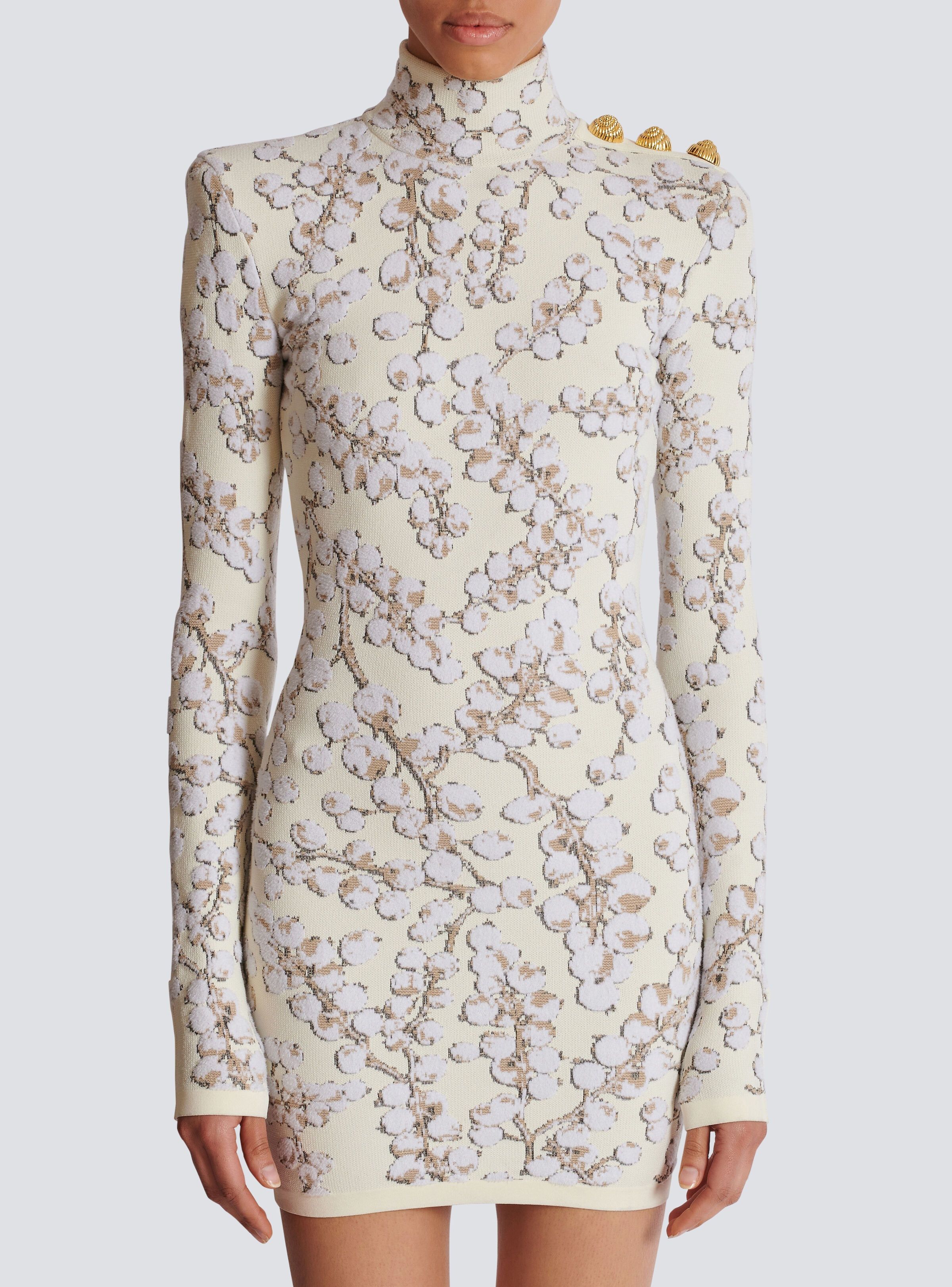 Balmain o1s1wg111025 Long-sleeve Knit Mini Dress in White Size S / US 4 / IT 40 - 5 Thumbnail