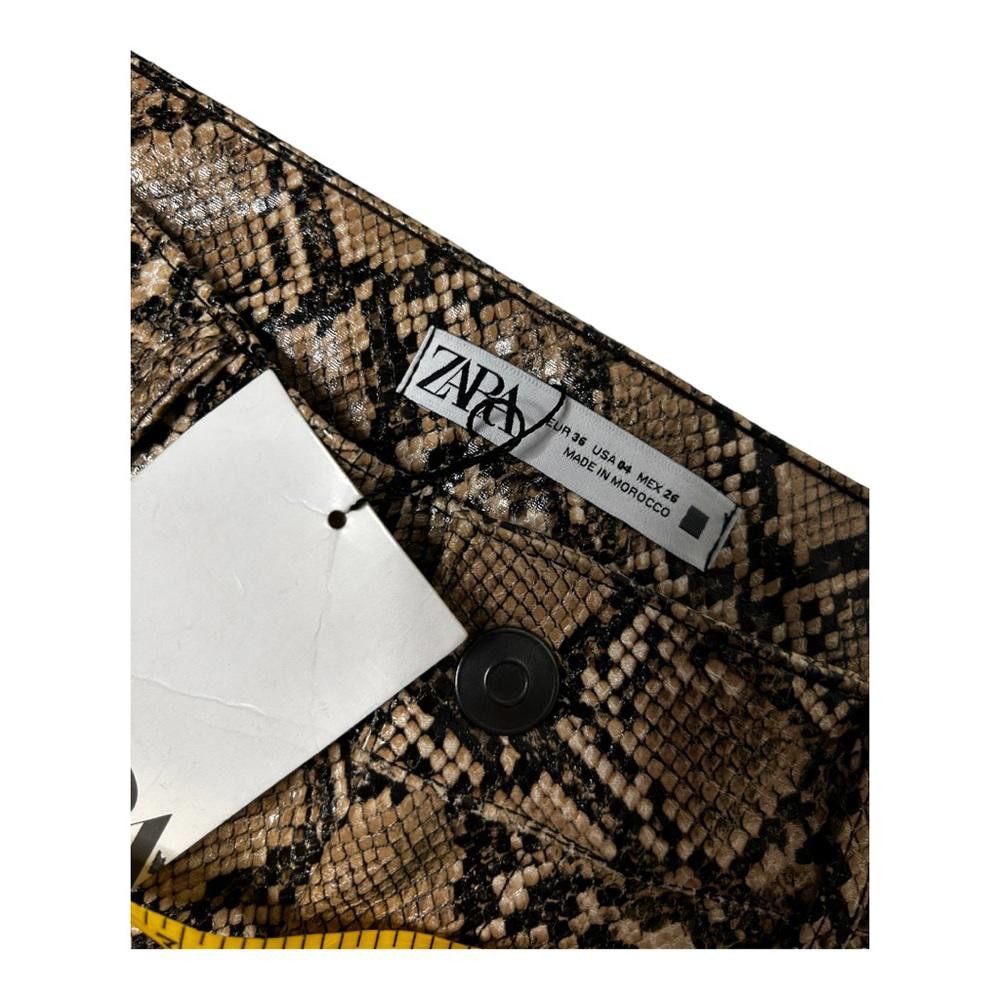 Zara Zara l NWT Tan Snakeskin Pleather Pants High Rise Size 4 Size 27" / US 4 / IT 40 - 8 Thumbnail