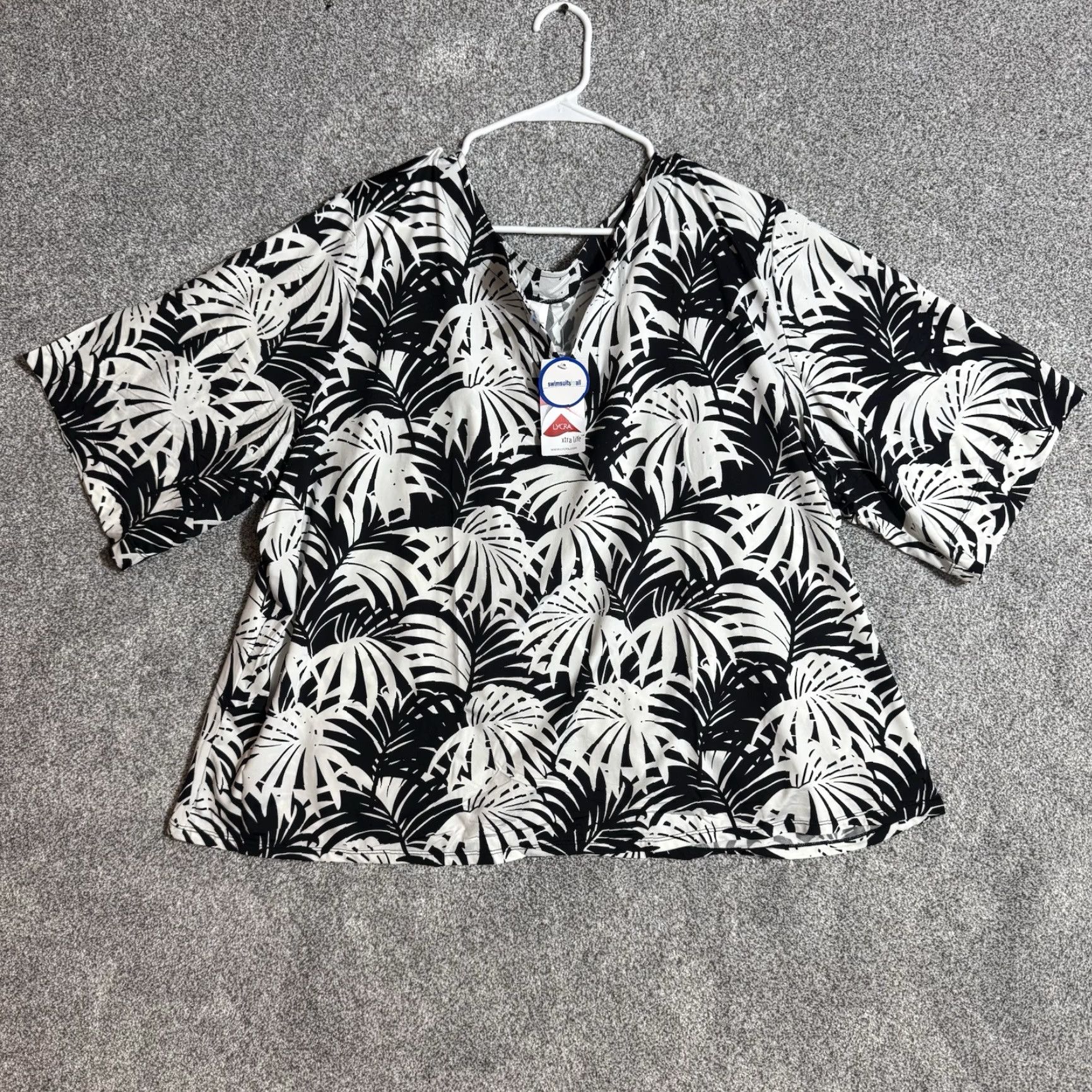 Vintage SwimsuitsForAll Swim Shirt Plus 30/32 Boho Palm Tropical Print Cover Up Beach Swimsuit Beachwear Womens Size 4XL / US 24-26 - 2 Thumbnail