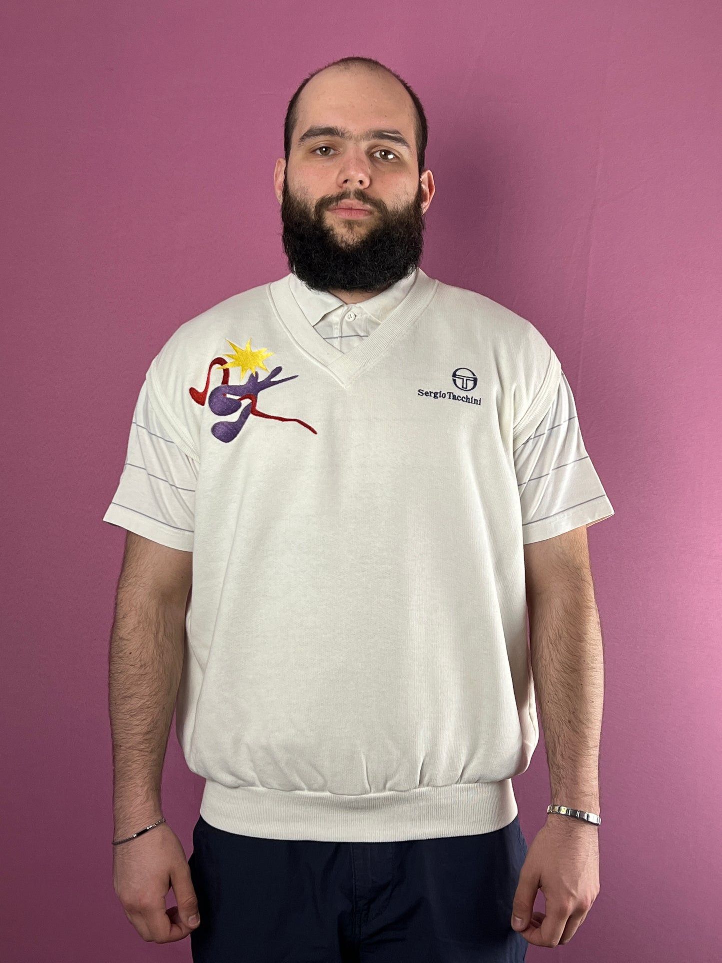 Sergio Tacchini 80s Sergio Tacchini Vintage Men's Vest Sweater - XXL Size US XXL / EU 58 / 5 - 2 Thumbnail