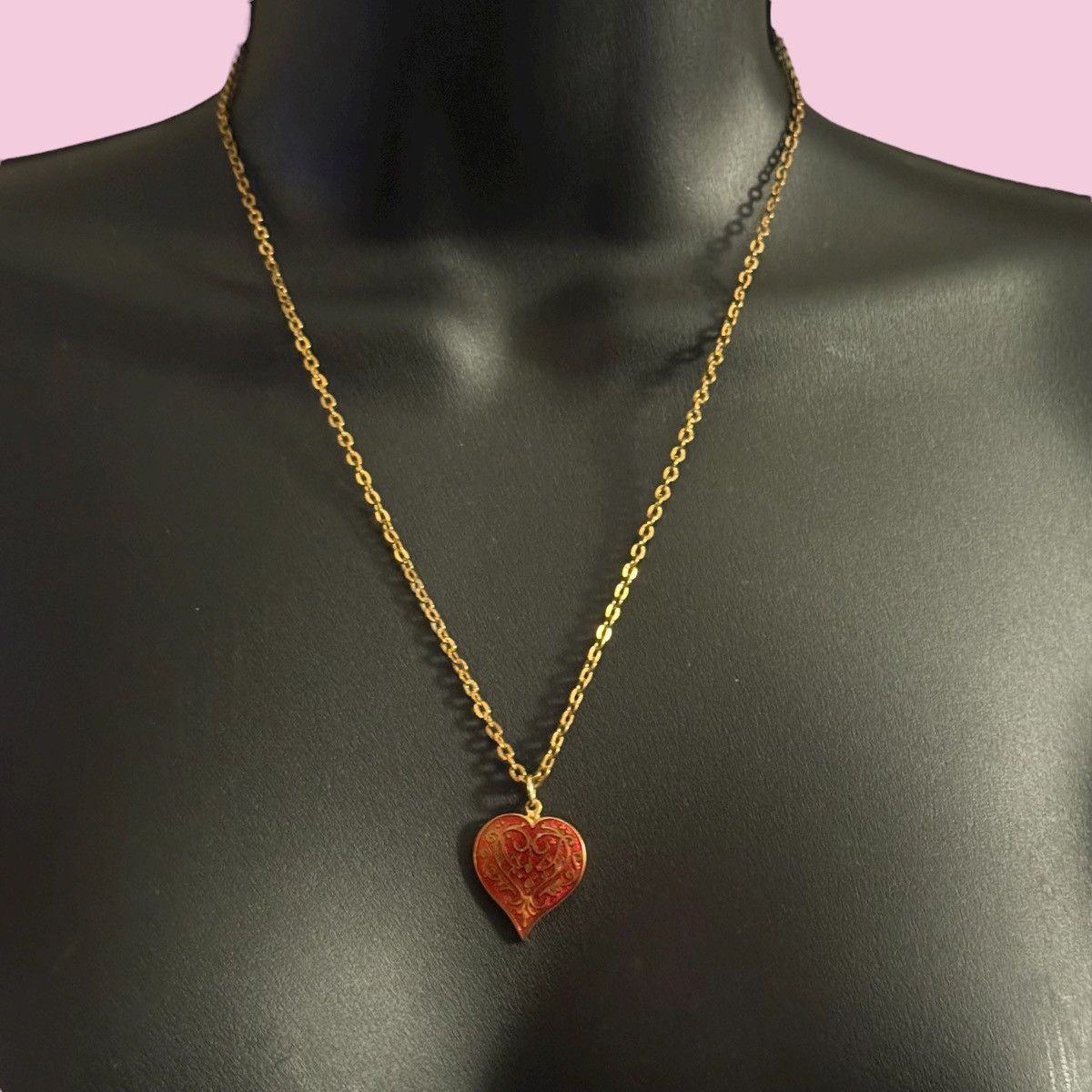 Vintage Vintage Renaissance enameled Niello heart pendant necklace Size ONE SIZE - 1 Thumbnail