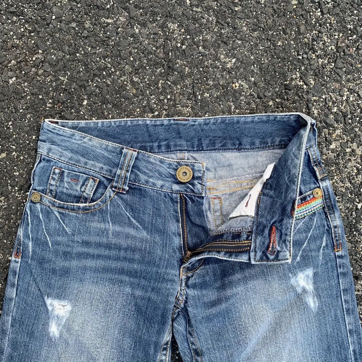 Rainbow HOT ‼️ Flare Jeans Japanese Vintage Wide Legs Ripped Pants Size US 29 - 7 Thumbnail