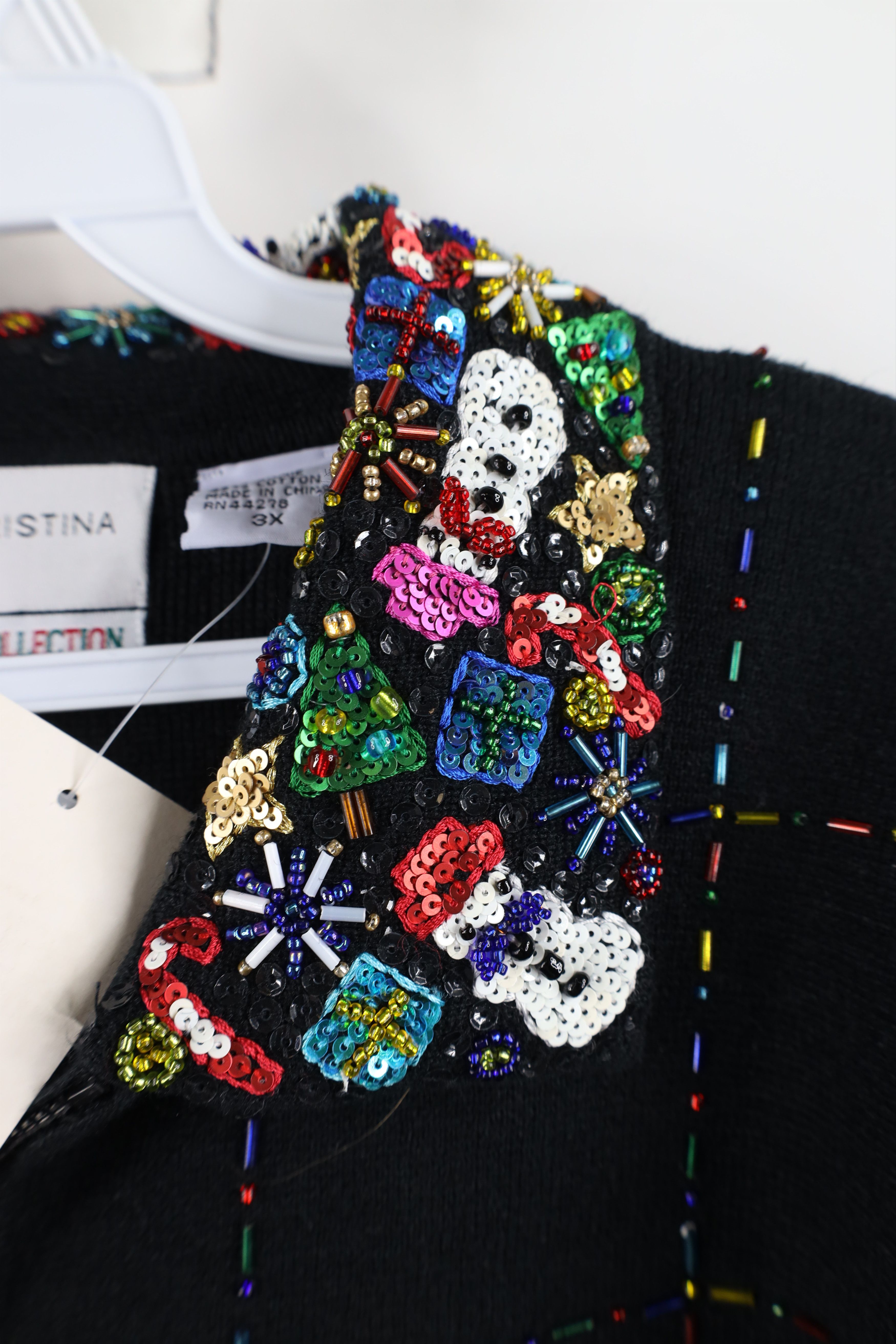 Vintage Deadstock Vintage Y2K 2003 Beaded Zip Cardigan Sweater Size 3XL / US 20-22 - 4 Thumbnail