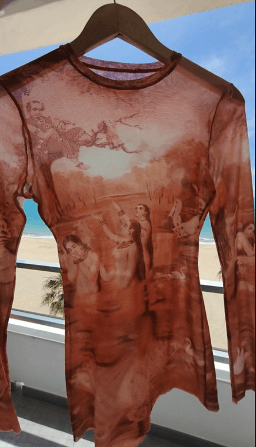 Jean Paul Gaultier × Vintage Jean Paul Gaultier Mesh Top Tattoo Blood Drip Shirt EX0054 Size S / US 4 / IT 40 - 4 Thumbnail
