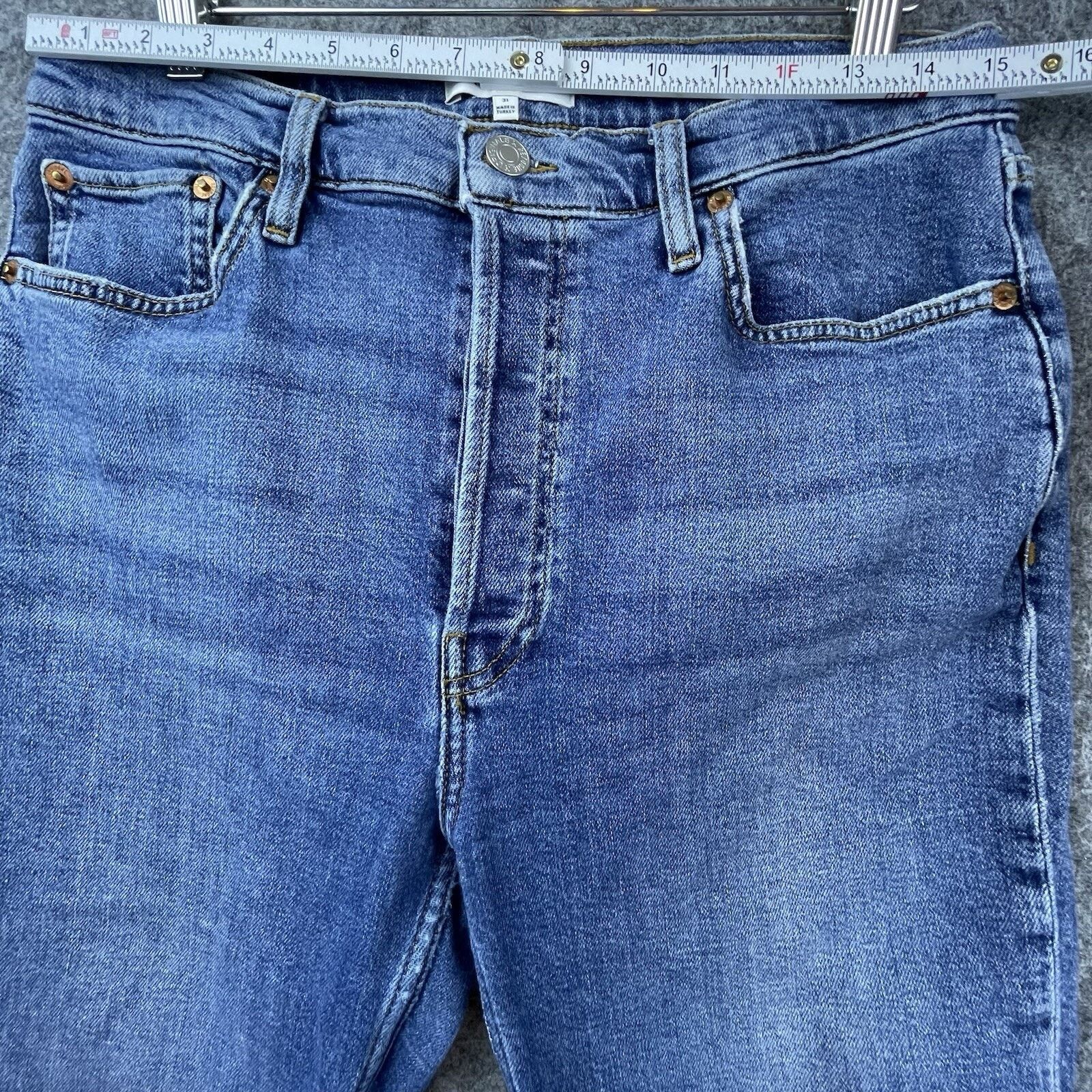 RE/DONE Re/Done Jeans Womens 31 Blue 90s High Rise Ankle Crop Size 31" - 5 Thumbnail