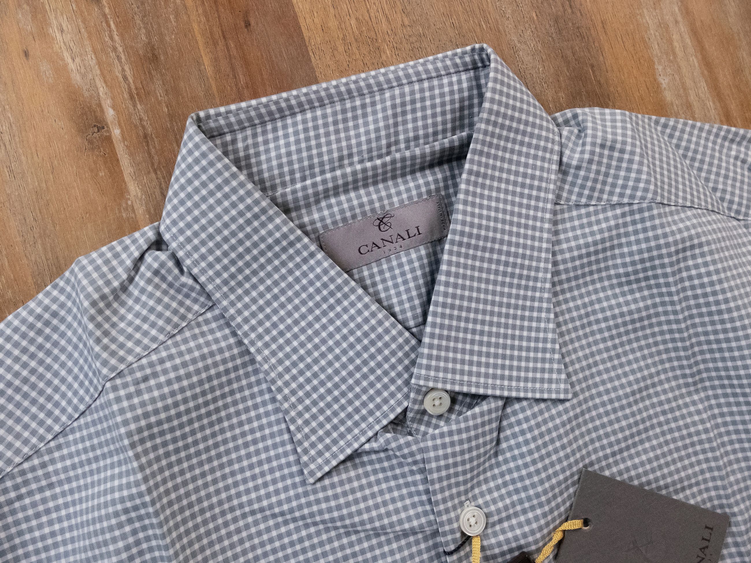 Canali CANALI green slim fit plaid gingham cotton dress shirt 43 17 Size US XL / EU 56 / 4 - 2 Thumbnail