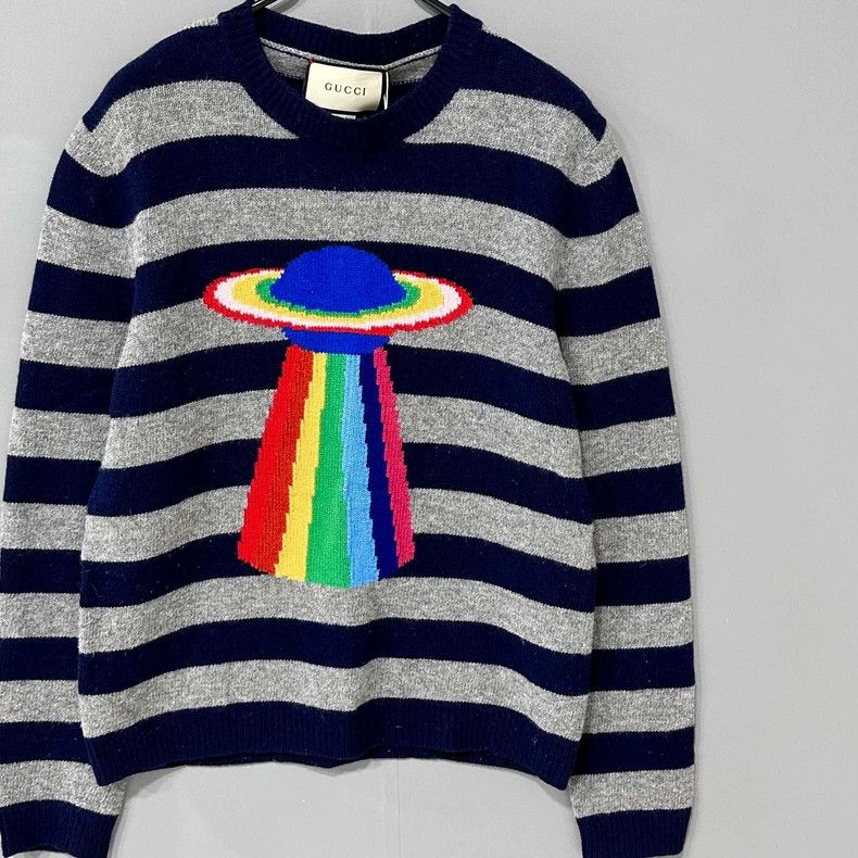 Gucci Gucci Rainbow flying saucer gray blue striped sweater 2506- Size US S / EU 44-46 / 1 - 2 Thumbnail