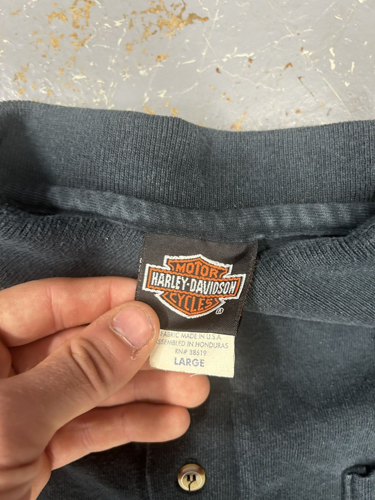 Harley Davidson × Vintage Crazy Vintage 90s Black Harley Davidson Biker Polo Tee Shirt Size US L / EU 52-54 / 3 - 4 Thumbnail