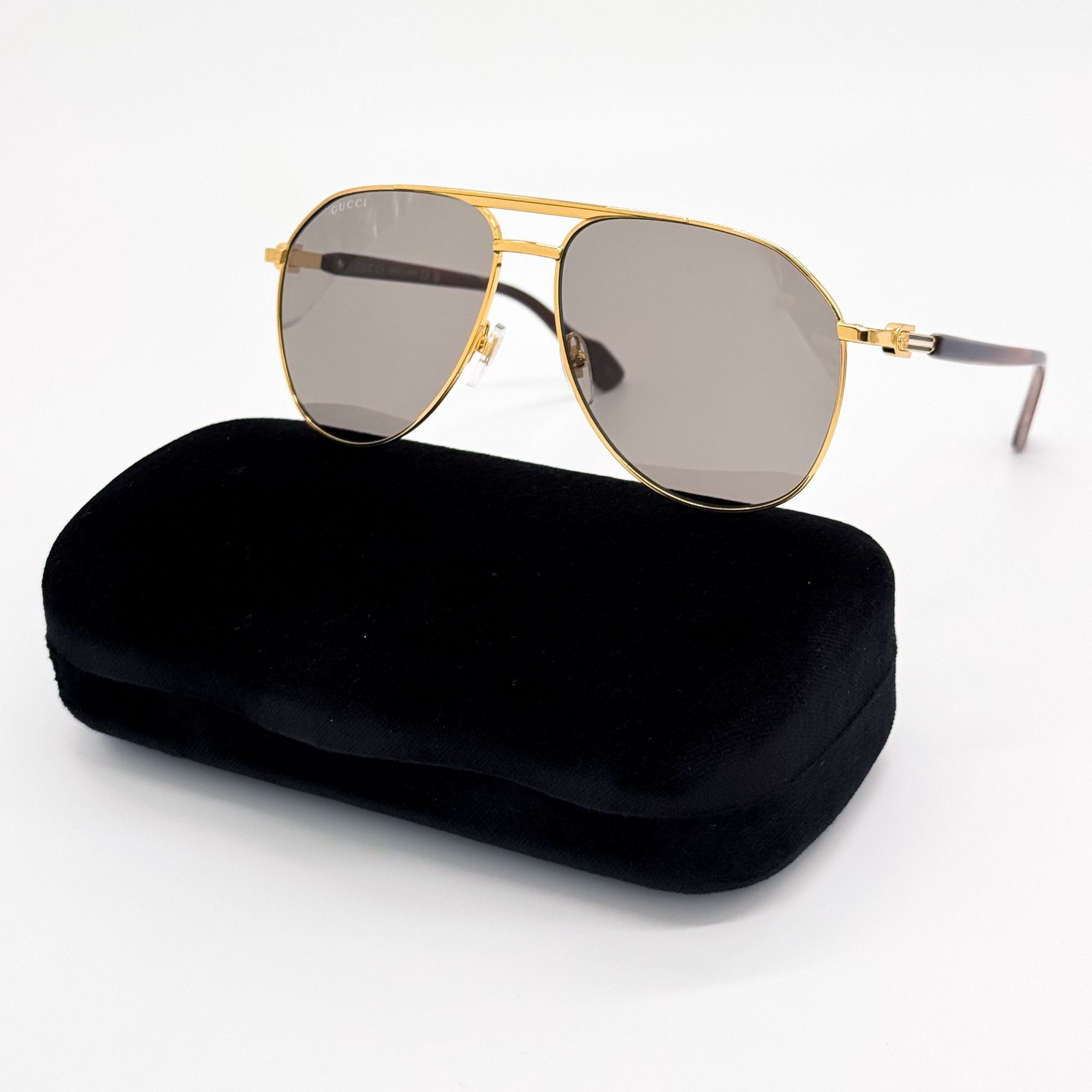 Gucci NEW GUCCI SUNGLASSES GG1220S 002 GOLD/GRAY MEN EYEWEAR GUCCI Size ONE SIZE - 1 Thumbnail